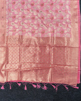 SC3020 - Linen Saree With Foil Weaving And Copper Stone